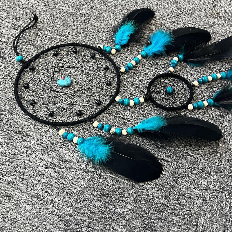 Awlee Dream Catchers for Adults Room Decor Blue Black Dreamcatcher Bedroom Wall Art Ornament Hanging Handmade Craft Gifts for Kids Boy - Image 2